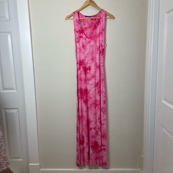 West Kei Pink Tie Dye Racer Back Maxi Dress Size S - Picture 1 of 7